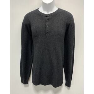 Hawker Rye Henley Sweater Men Size 2XL Charcoal Knit Cotton Long Sleeve Pullover